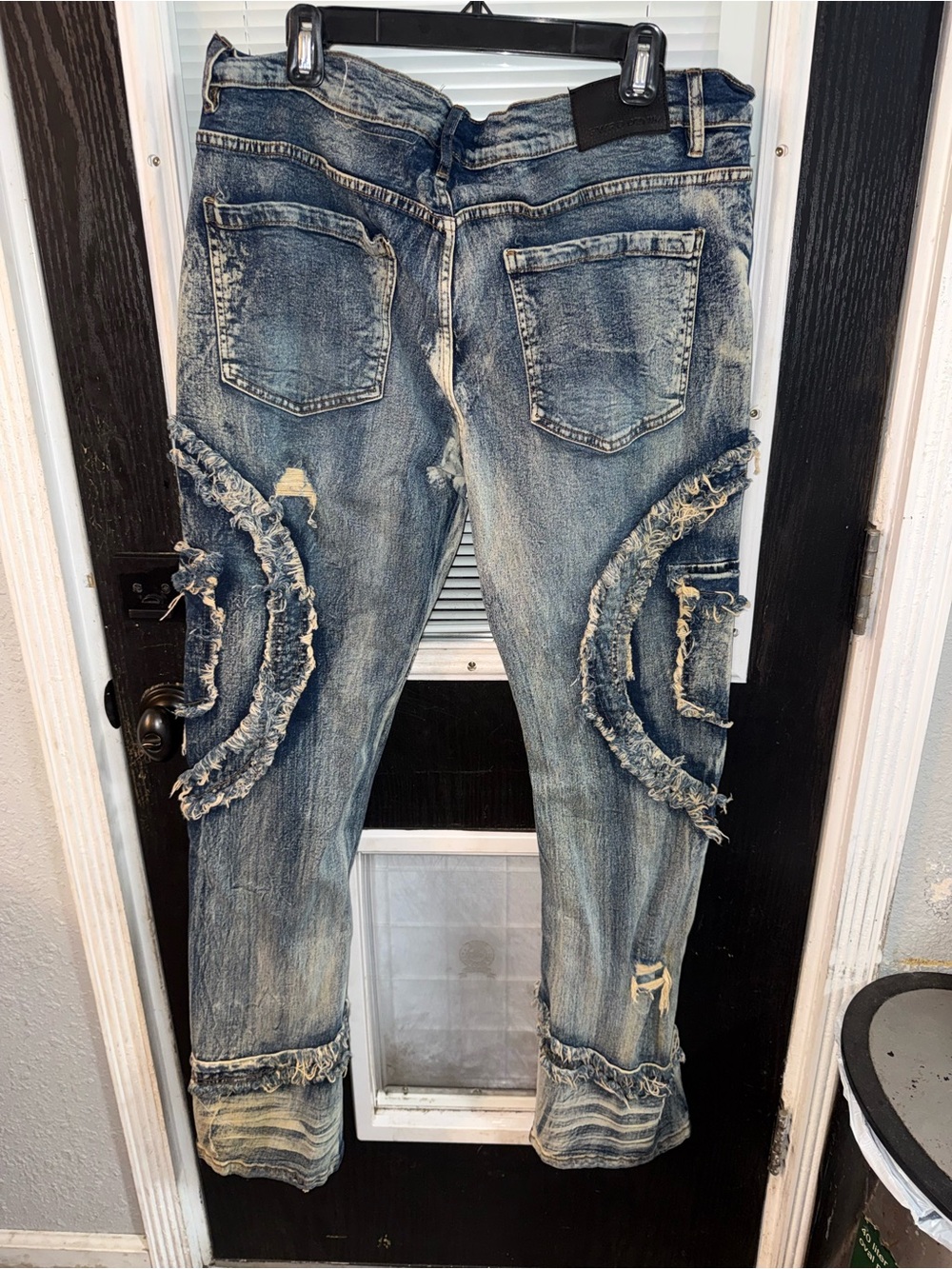 Frayed Distressed Blue Denim Jeans